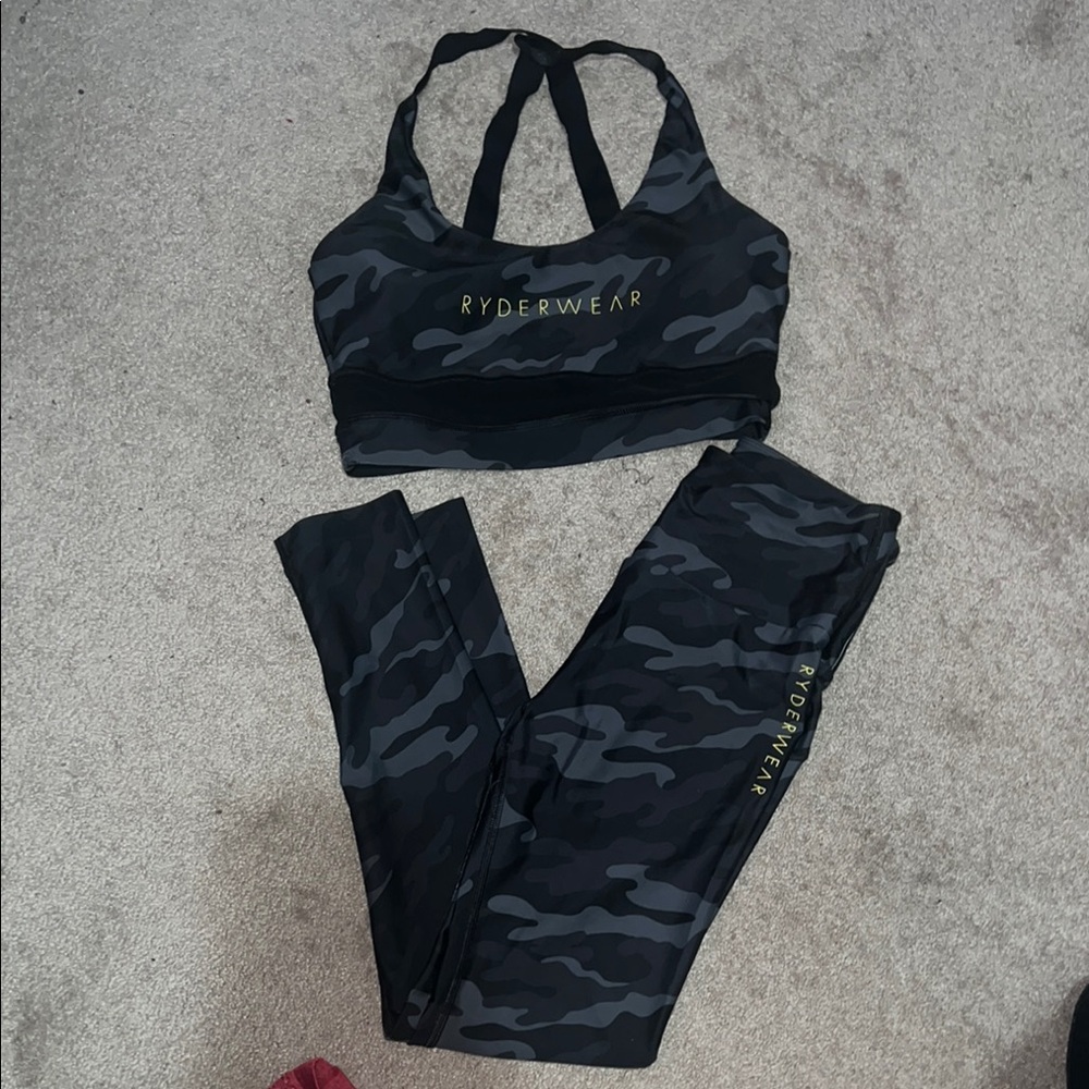 Ryderwear Black Camo Sports Bra and Leggings Set